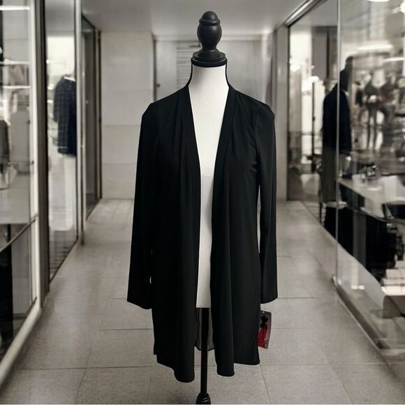 New With Tags Nina Leonard Open Front Cardigan with Sheer Pleated Back Size S - Picture 1 of 8